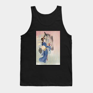 Japanese Geisha in Blue Tank Top